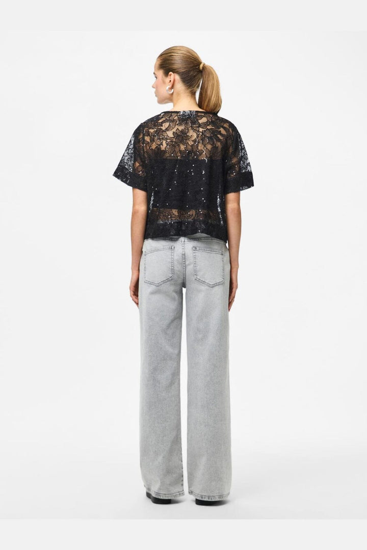 Pieces - Pclouise 2/4 V-Neck Tie Top - 5042915 Black