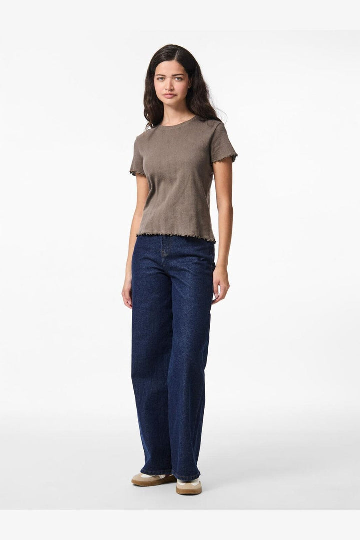 Pieces - Pcmarie Ss O-Neck Poin Top - 4803618 Morel