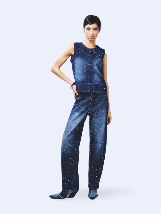 Pieces - Pcmerle Barrel Jeans Fsy Pp - 5036145 Dark Blue Denim Jeans 