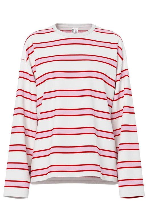 Pieces - Pcmila Ls Loose Tee - 4902153 Roseate Spoonbill Adrenaline Rush/Cloud Dancer T-shirts 