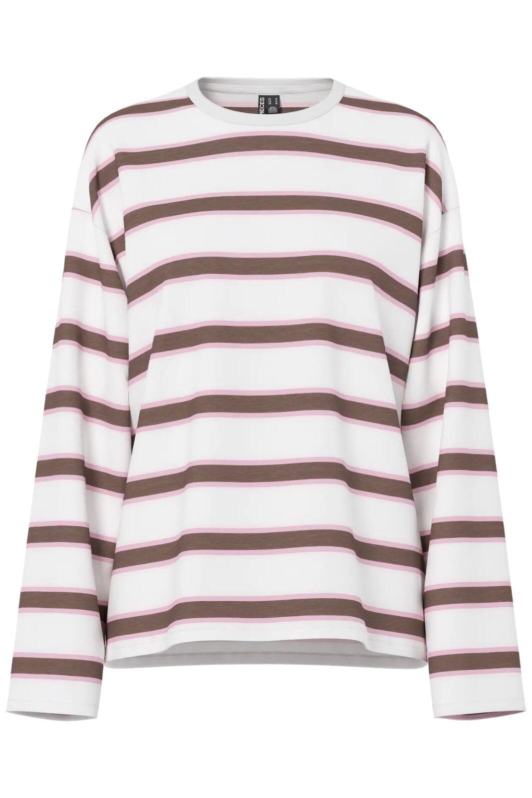 Pieces - Pcmila Ls Loose Tee - 4992999 Coffee Quartz Roseate Spoonbill/Cloud Dancer T-shirts 