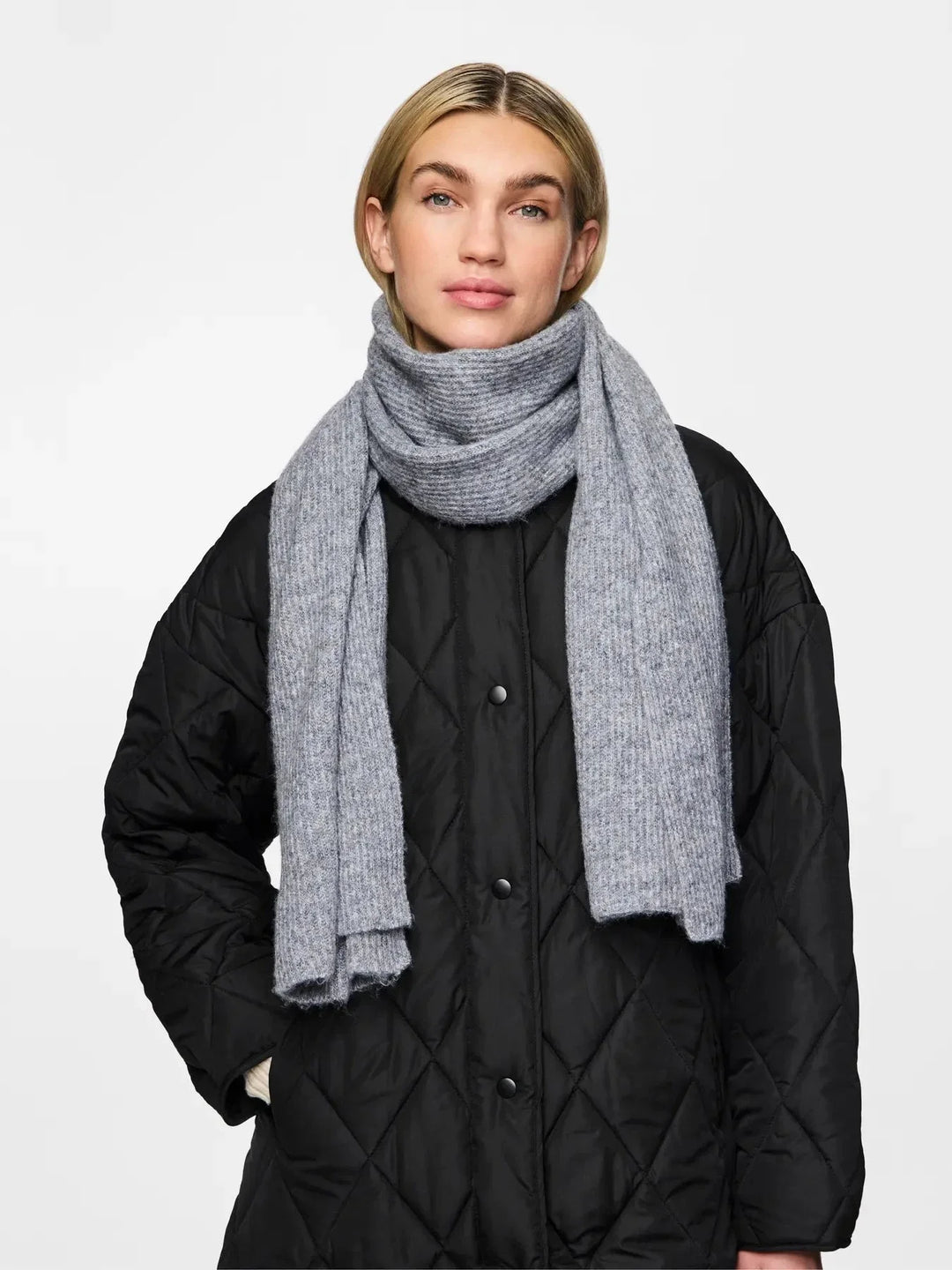 Pieces - Pcmoella Scarf - 4547299 Whitecap Gray Melange Tørklæder 
