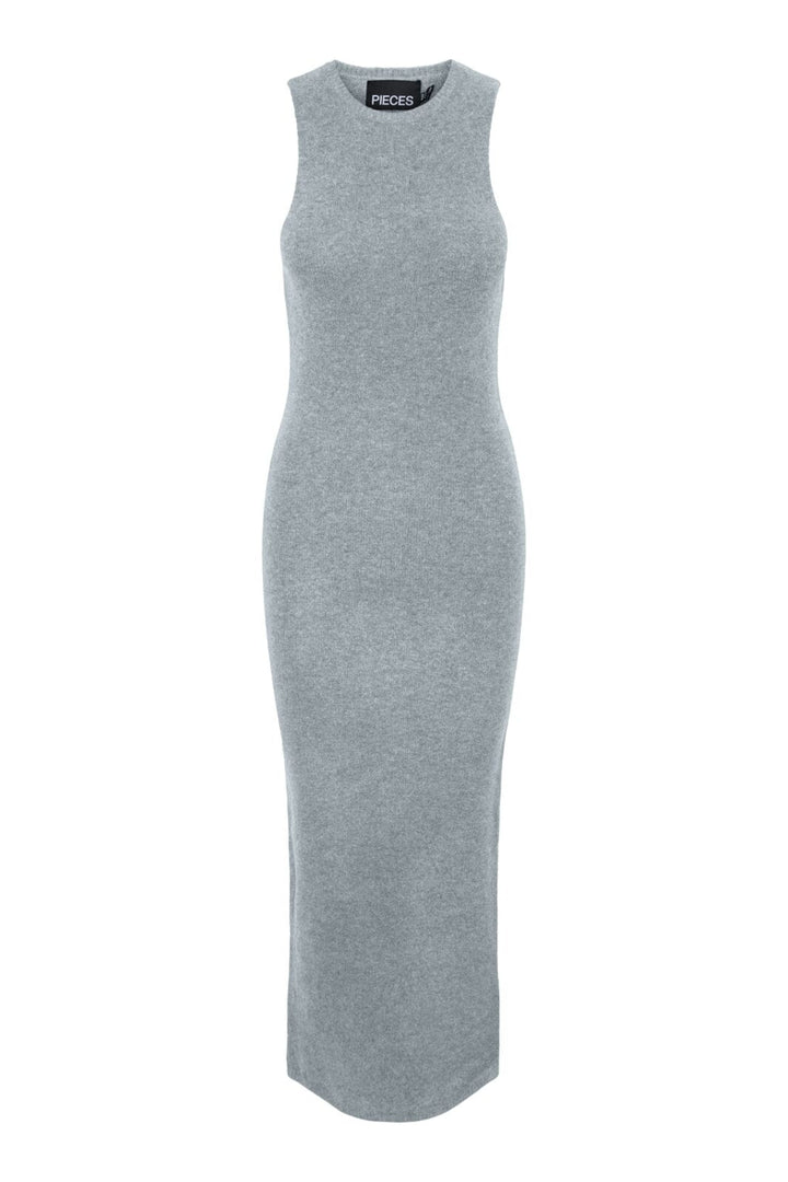 Pieces - Pcnanu Sl High Neck Ankl. Knit Dress - 4639125 Medium Grey Melange Kjoler 
