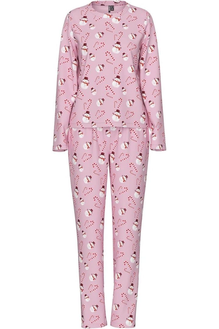 Pieces - Pcnaya Xmas Ls Nightwear Set - 4829535 Pink-A-Boo Snowman/Candycane Nattøj 