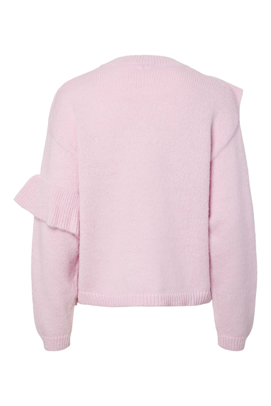 Pieces - Pcnor Ls O-Neck Knit Frill Pullover - 4993337 Pink Tulle