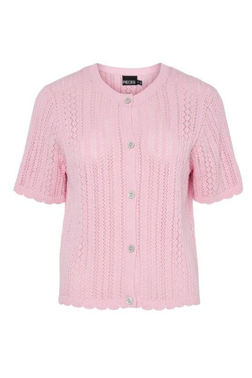 Pieces - Pcnuka Ss O-Neck Knit Cardigan - 4897930 Roseate Spoonbill Cardigans 