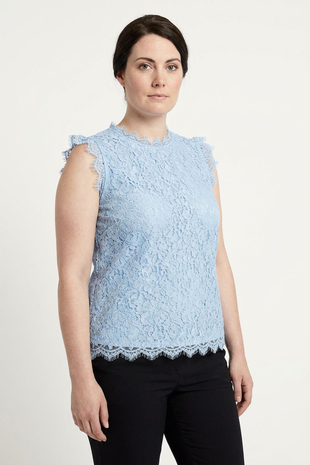 Pieces - Pcolline Sl Lace Top - Kentucky Blue