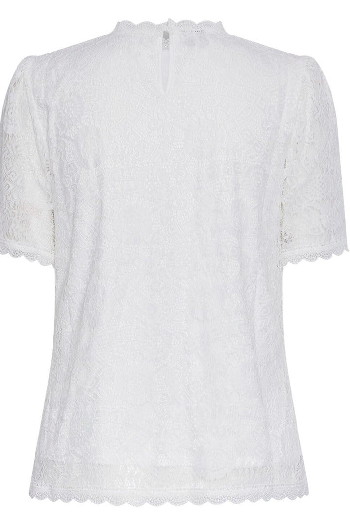 Pieces - Pcolline Ss Lace Top - 4463423 Cloud Dancer T-shirts 
