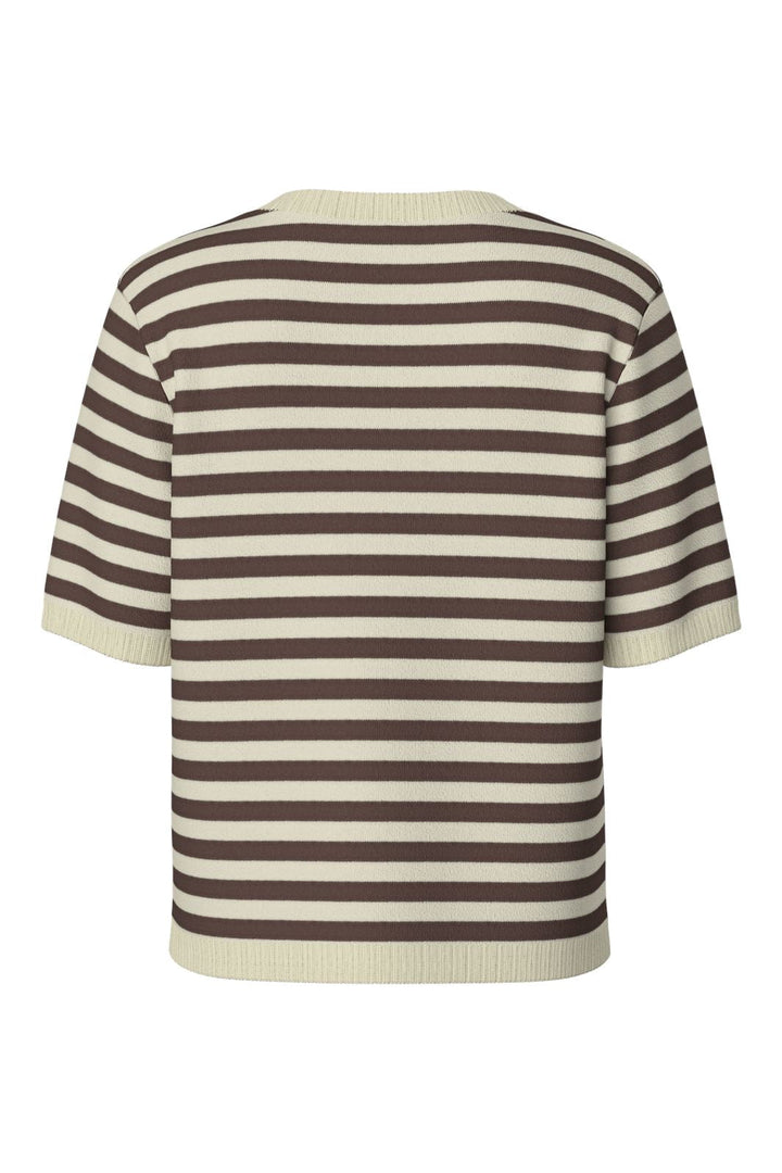 Pieces - Pcorina Ss Stripe Knit Cardi Pwp - 4870442 Hot Fudge Birch