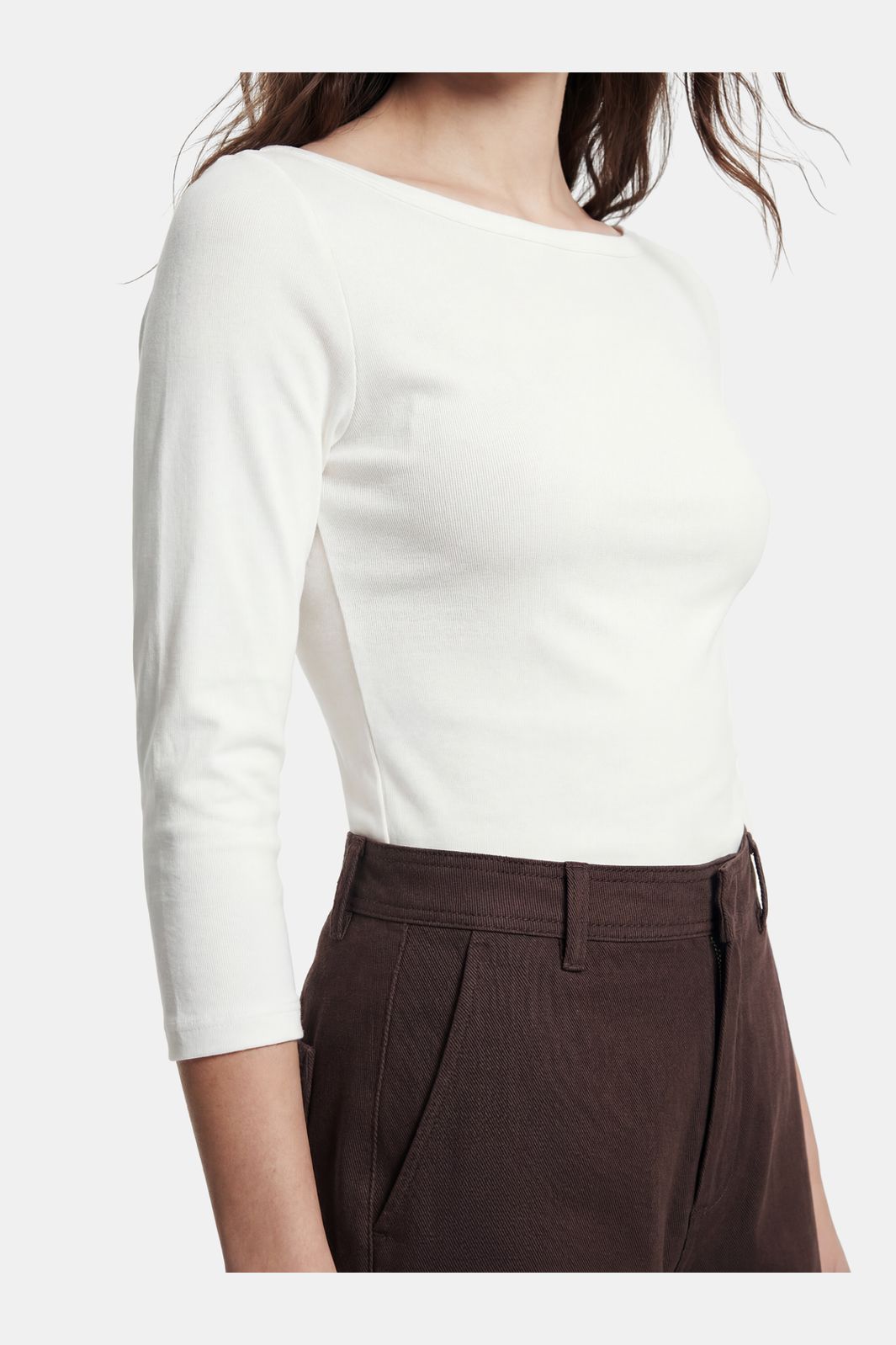 Pieces - Pcphoebe 3/4 Boatneck Top - 5083332 Cloud Dancer