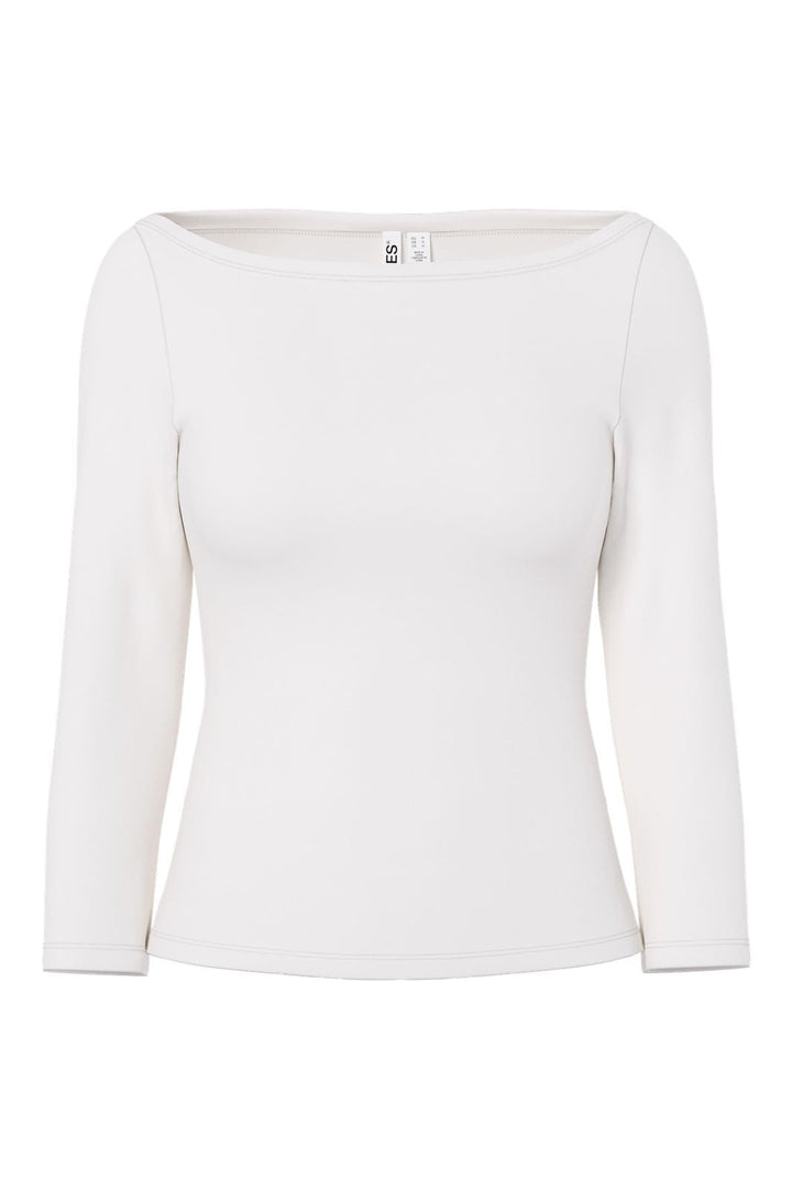 Pieces - Pcphoebe 3/4 Boatneck Top - 5083332 Cloud Dancer
