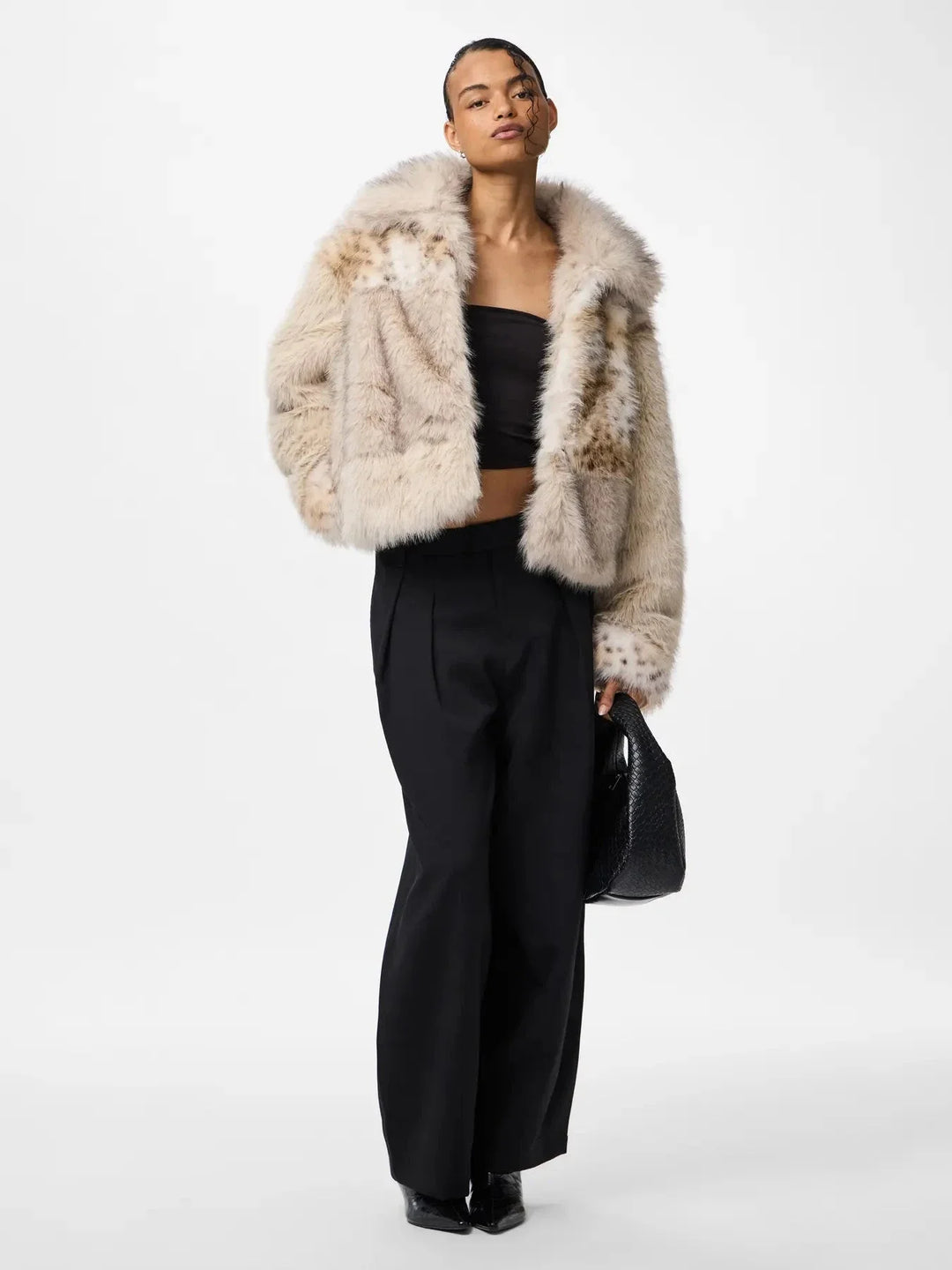 Pieces - Pcplush Short Fluffy Jacket - 5023208 Porpoise Patchwork Jakker 