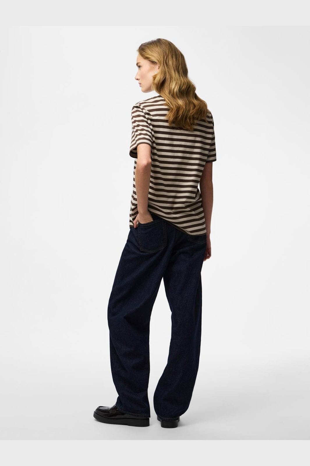 Pieces - Pcria Ss Tee Multicol Stripes - 5102741 Hot Fudge Silver Grey