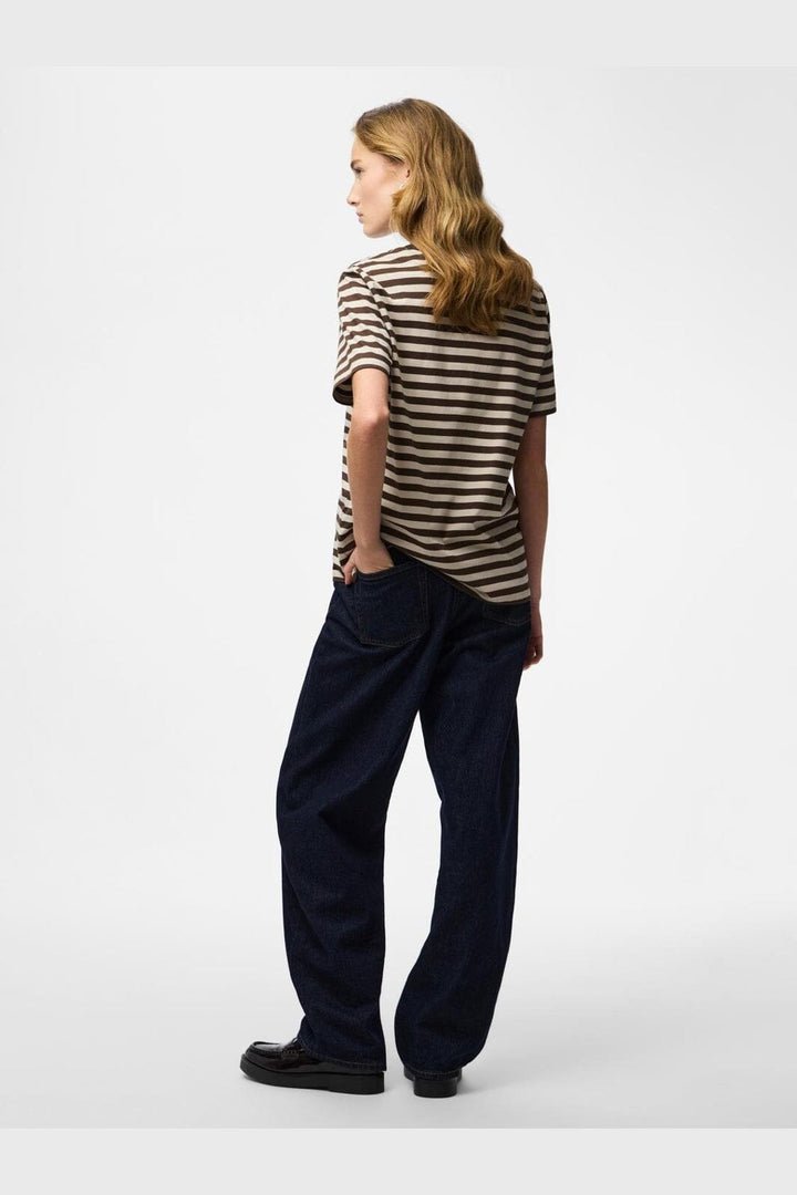 Pieces - Pcria Ss Tee Multicol Stripes - 5102741 Hot Fudge Silver Grey