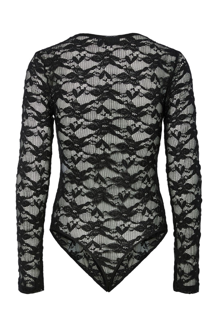 Pieces - Pcrillo Flower Lace Ls Bodystocking - 4871483 Black