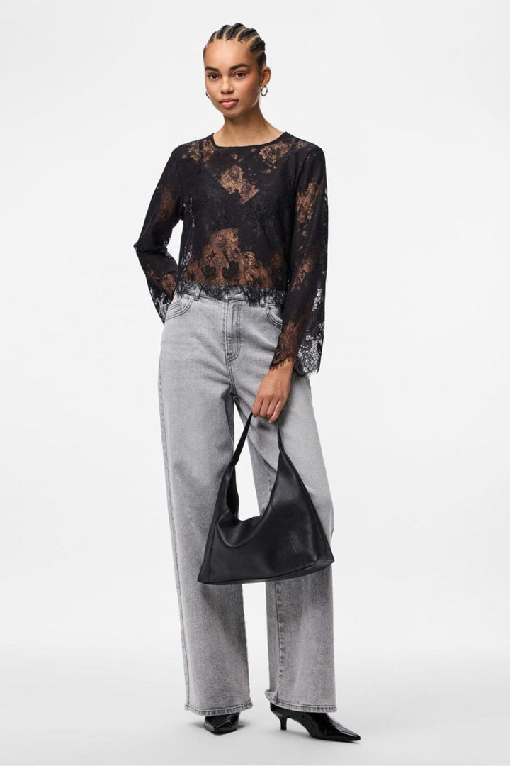 Pieces - Pcrinne Ls Lace Top Kca - 5071431 Black