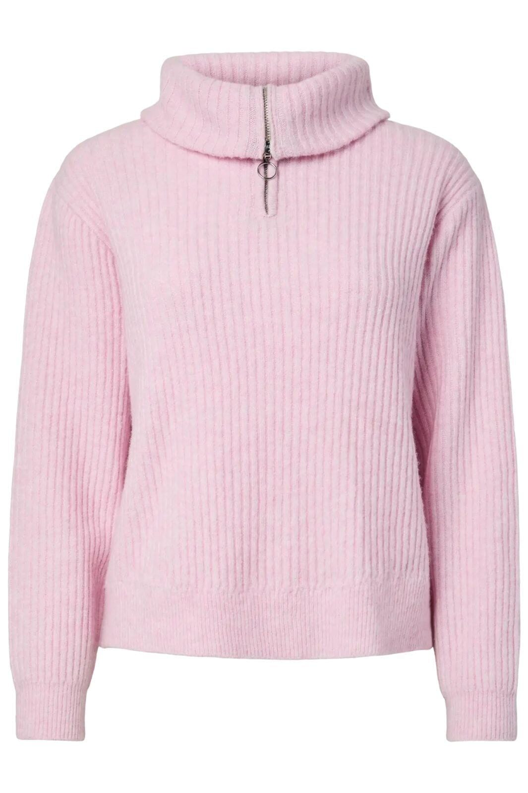 Pieces - Pcsilly Ls Half Zip Knit - 5099227 Roseate Spoonbill Melange Strikbluser 