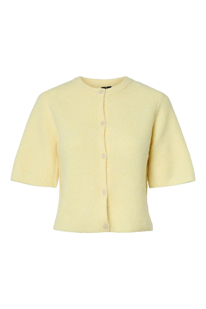Voorbestelling - Pieces - Pcsilly Ss O-Neck Knit Cardigan - 4797583 Pale Banana Melange