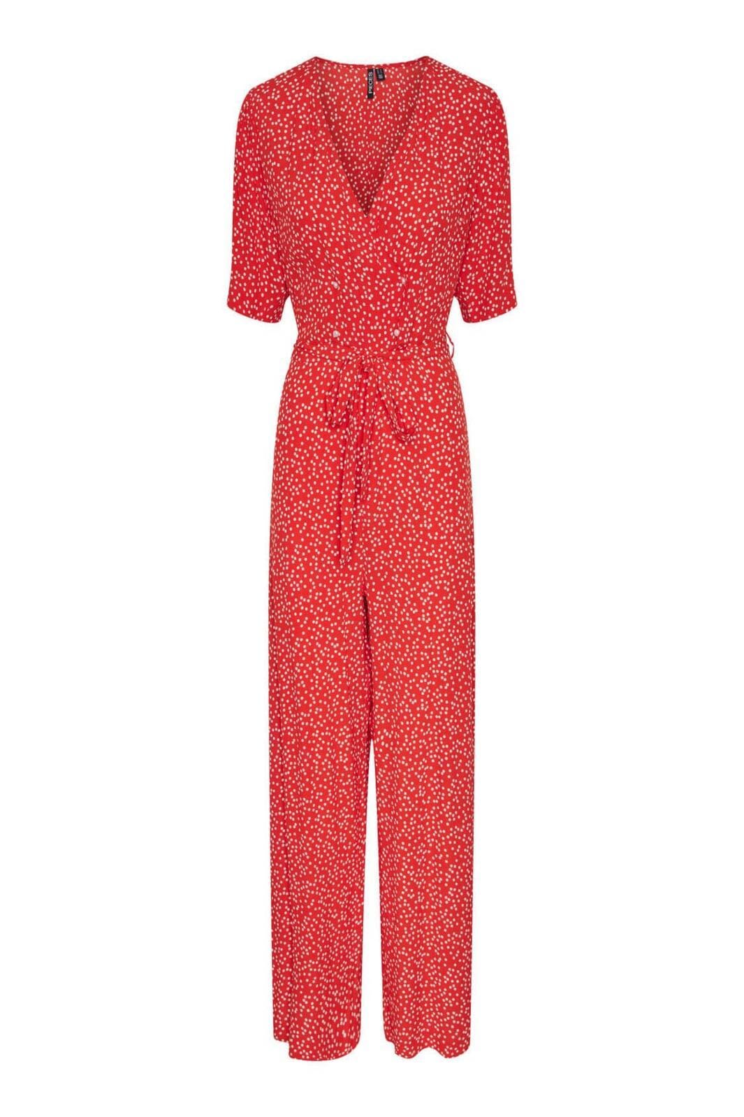 Pieces, Pcsui Ss Jumpsuit Pa, Poinciana DOT CLOUD DANCER