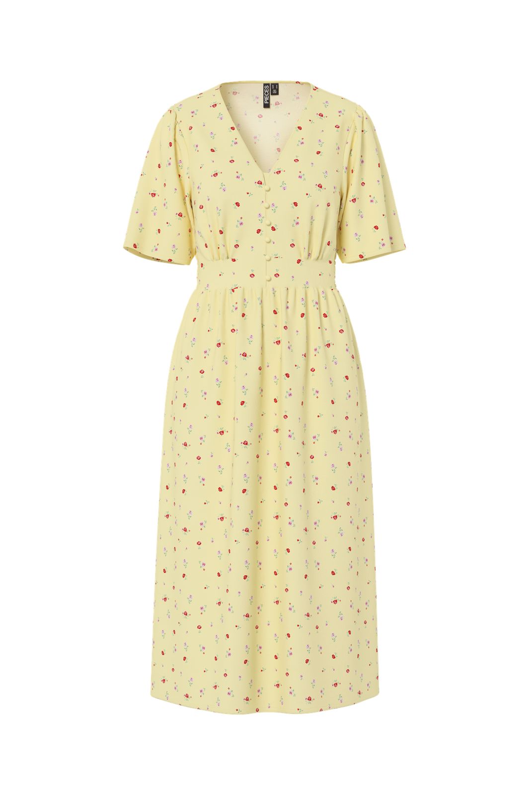 Pieces - Pctala Ss Midi Dress - 4996440 French Vanilla Flower