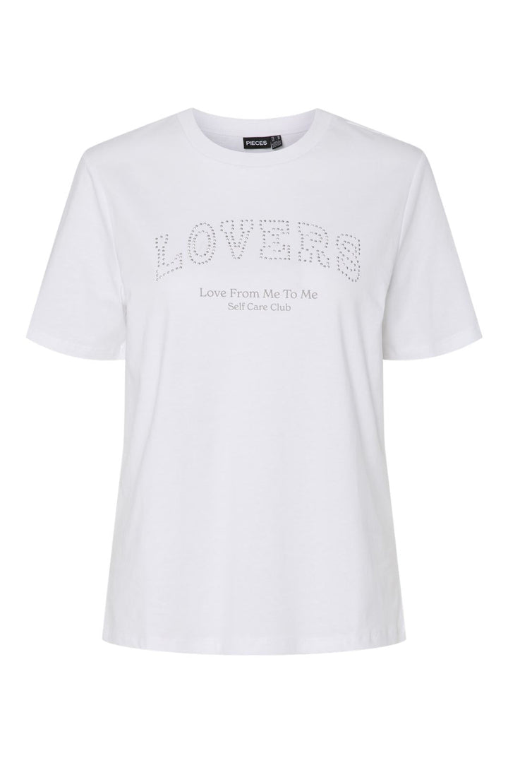 Pieces - Pctara Ss Printed T-Shirt - 4733598 Bright White Lovers