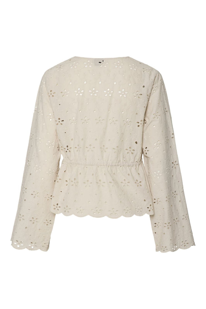 Pieces - Pctarmorine Ls Tie Top - 4735495 Silver Gray