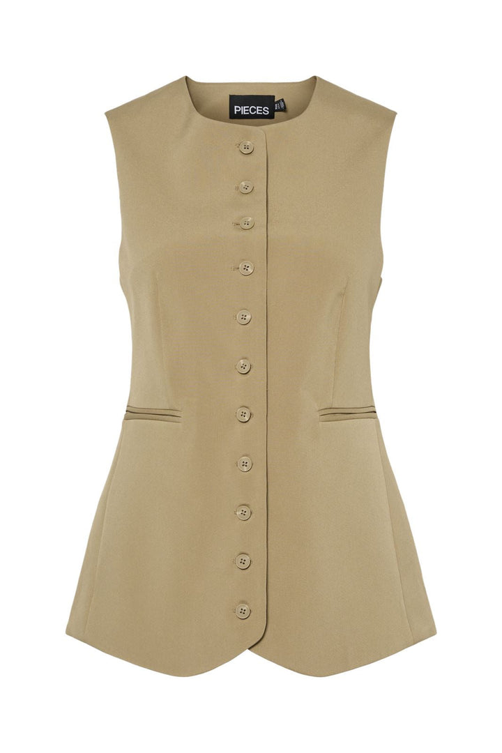 Pieces - Pctempre Long Vest - 4740955 Elmwood