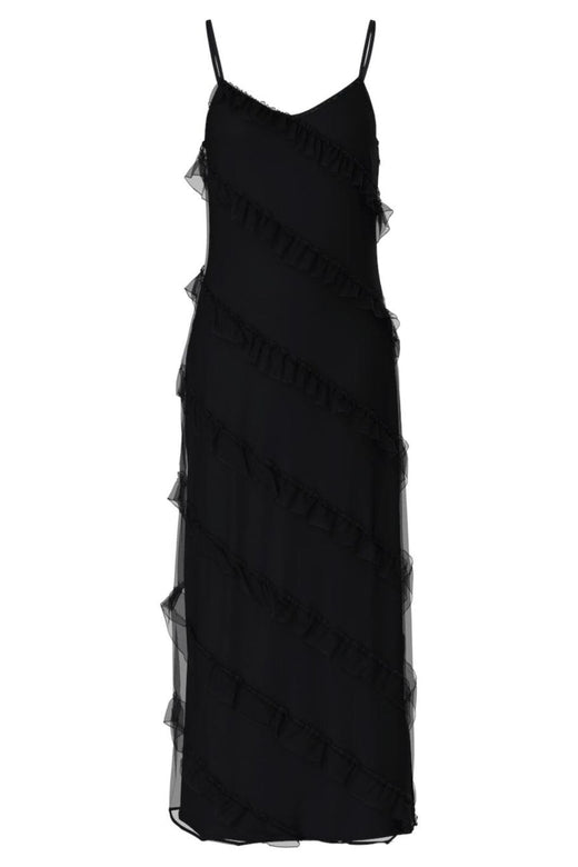 Pieces - Pctwirl Frill Maxi Strap Dress - 4735682 Black Kjoler 