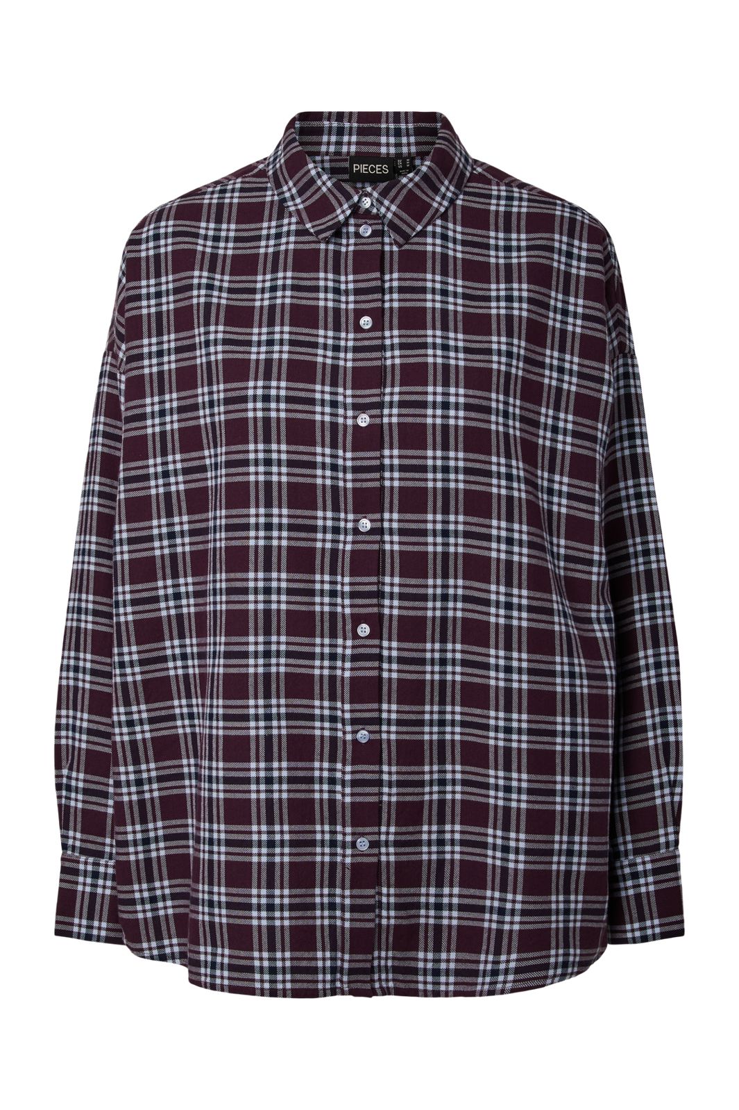 Pieces - Pcviolet Ls Flannel Shirt No/Button - 5237445 Plum Perfect Maritime Blue