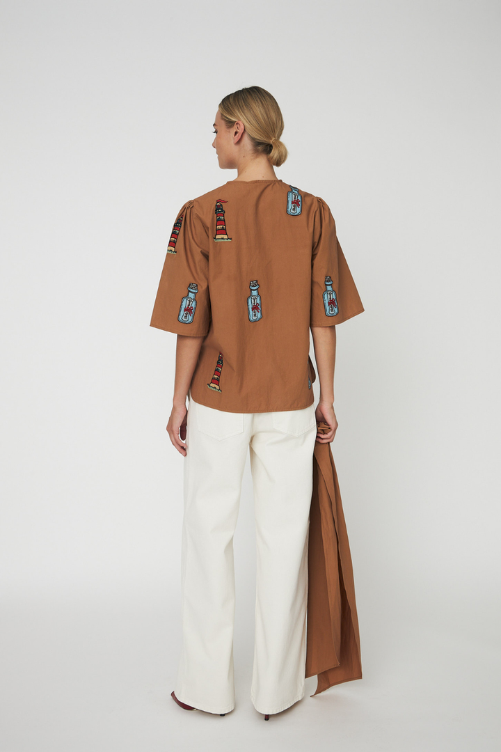 Stella Nova - Embroidered Bow Shirteb61-1431 - 869 Brown