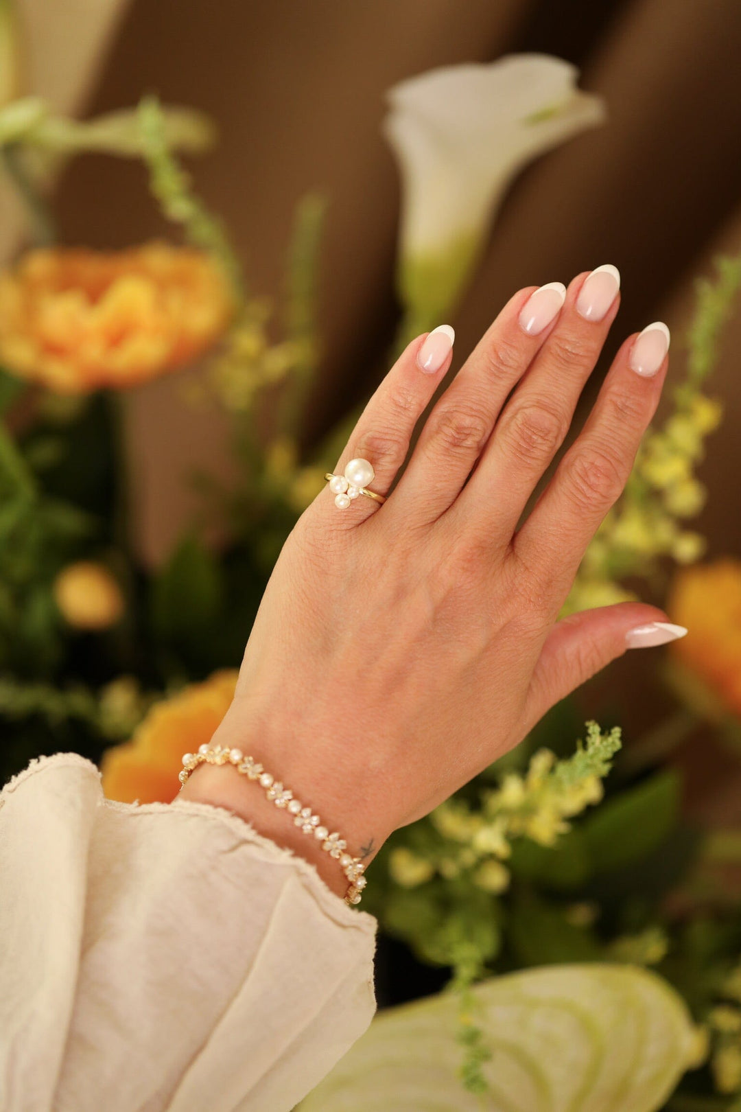 Rooted - Golden Daisy Bracelet - Forgyldt Armbånd 