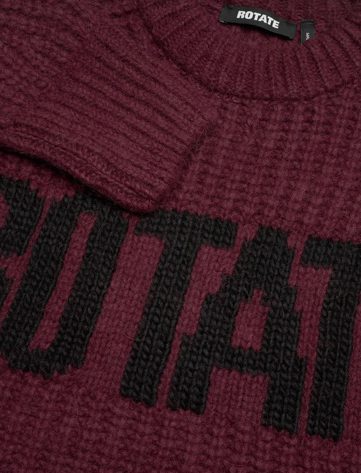 Rotate - Knitted Logo Sweater 1164492694 - 2694 Winetasting Strikbluser 