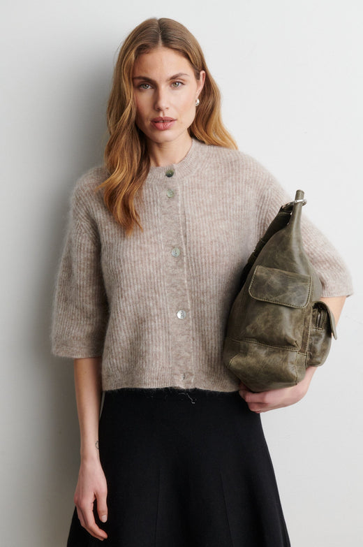 Second Female - Andrea Knit Rib Cardigan 58367 - 0511 Light Beige Melange Cardigans 