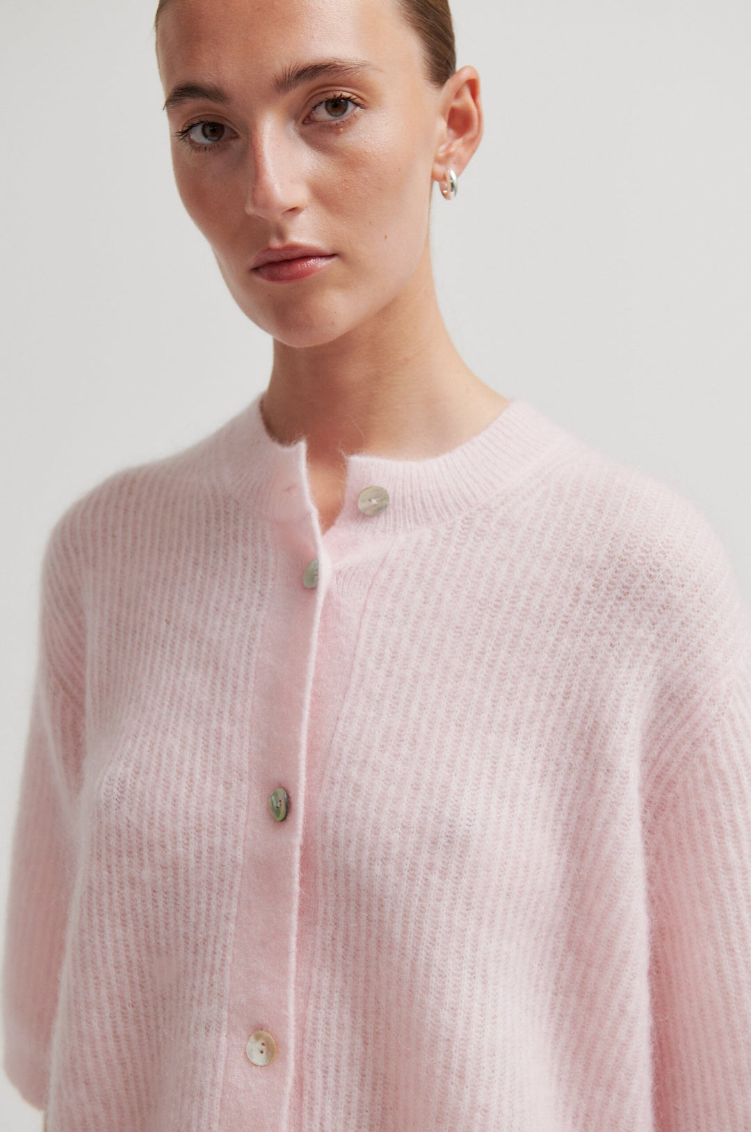 Second Female - Andrea Knit Rib Cardigan 58367 - 9413 Crystal Pink Cardigans 