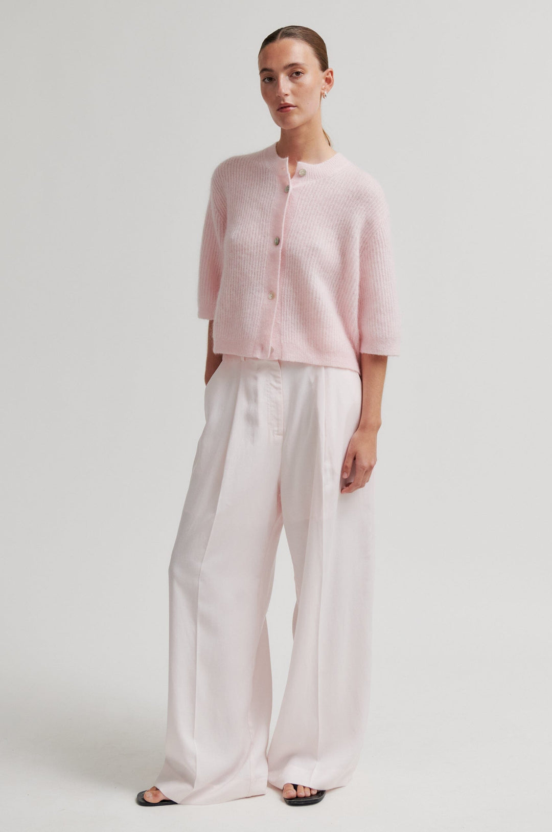 Second Female - Andrea Knit Rib Cardigan 58367 - 9413 Crystal Pink Cardigans 