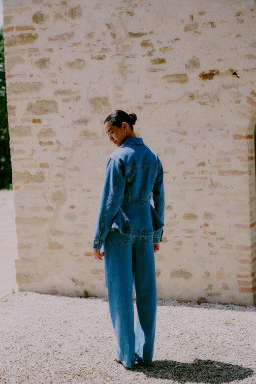 Second Female - Belton Peplum Denim Jacket 60444 - 5997 Blue denim Skjorter 