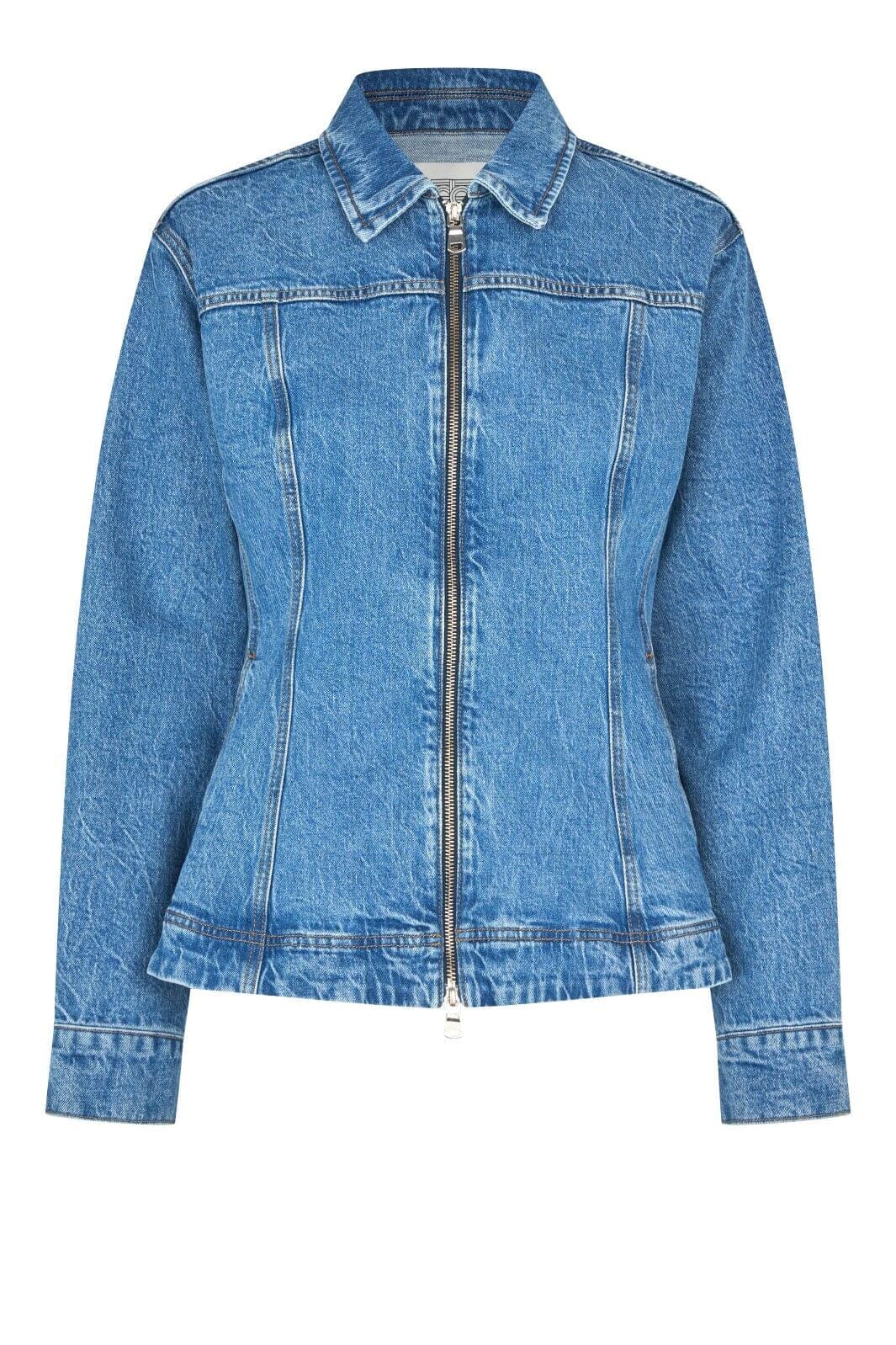 Second Female - Belton Peplum Denim Jacket 60444 - 5997 Blue denim Skjorter 
