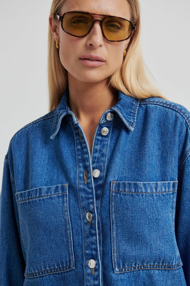 Second Female - Irvina Denim Shirt 60585 - 5997 Blue denim Skjorter 
