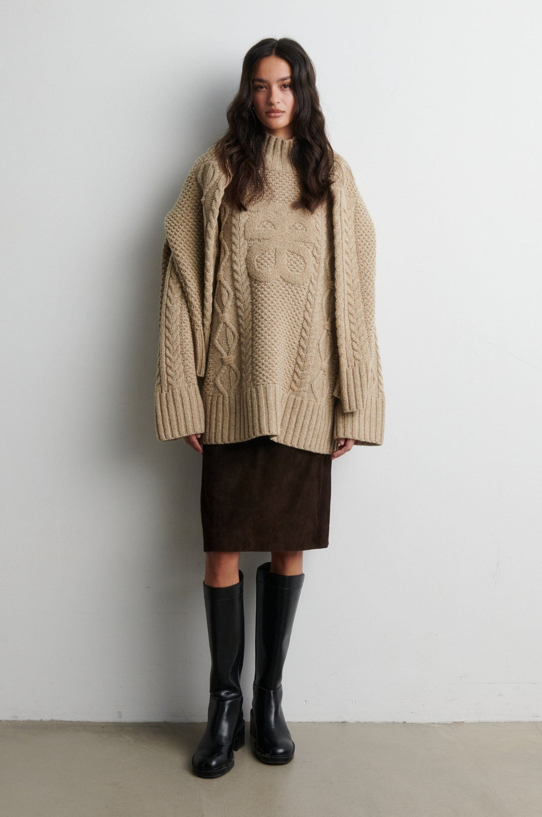 Second Female - Janne Knit T-Neck 61044 - 6007 Camel melange Strikbluser 