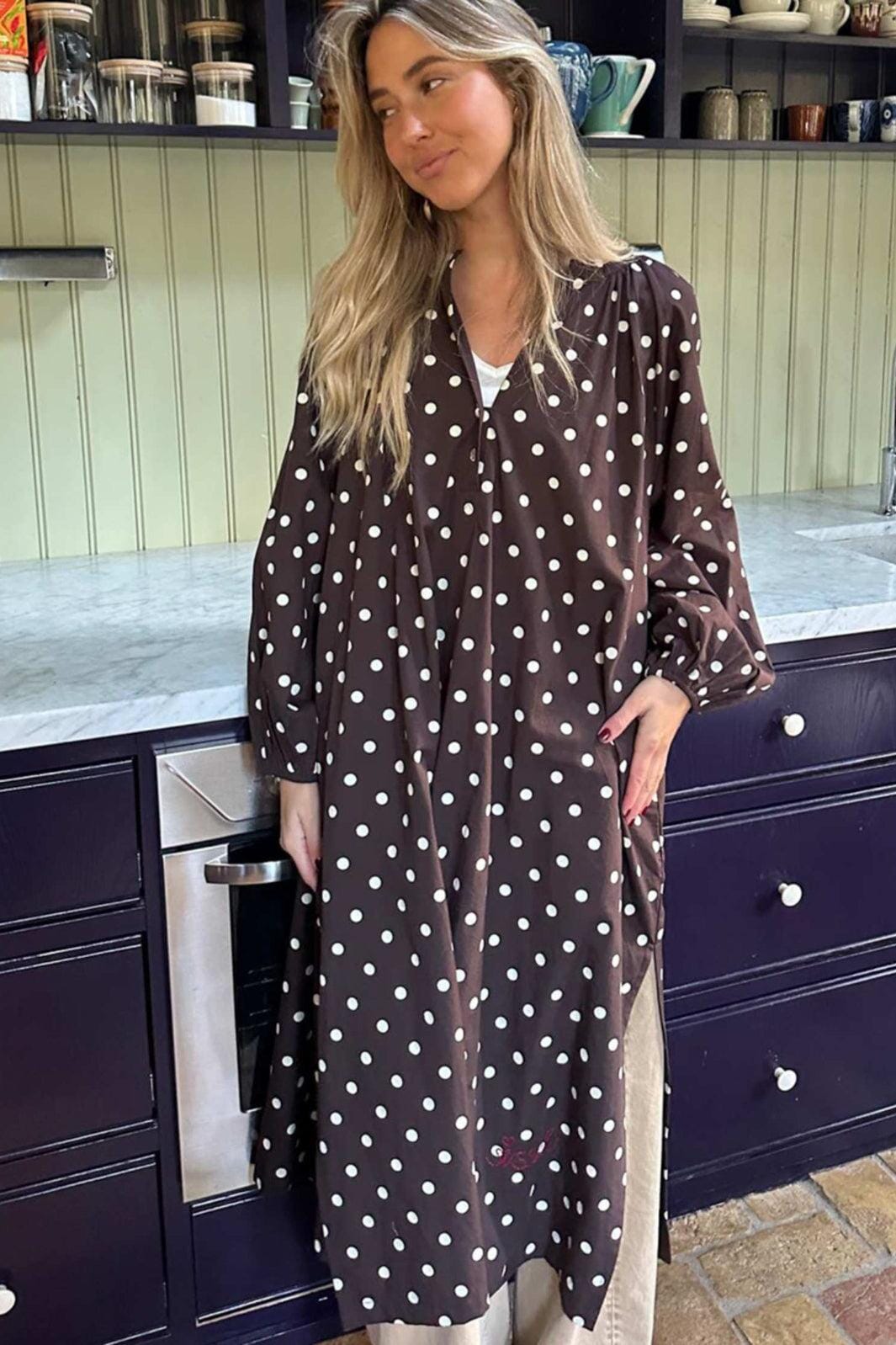 Sissel Edelbo - Lara Dress Se 2077 - Brown Dot Kjoler 