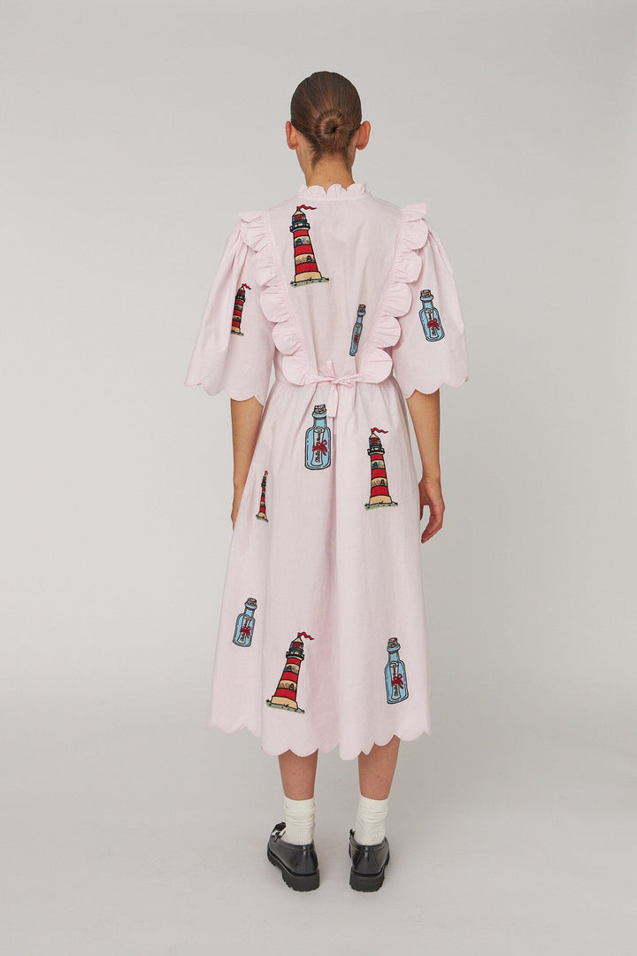 Stella Nova - Embroidered Midi Dress With Scallopseb61-4430 - 558 Pale Pink Kjoler 