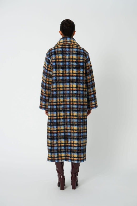 Stella Nova - Long Wool Checked Coat Wl63-7593 - 430 Multi Checks Frakker 