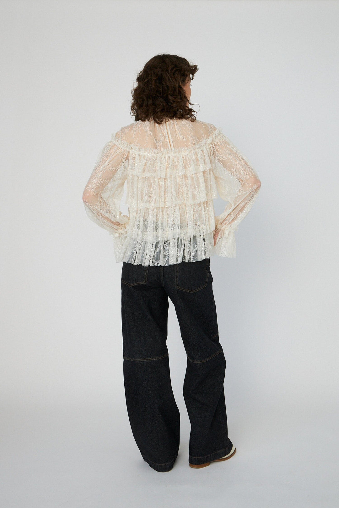 Stella Nova - Sheer Frill Lace Blousels54-2504 - 029 Creme Bluser 