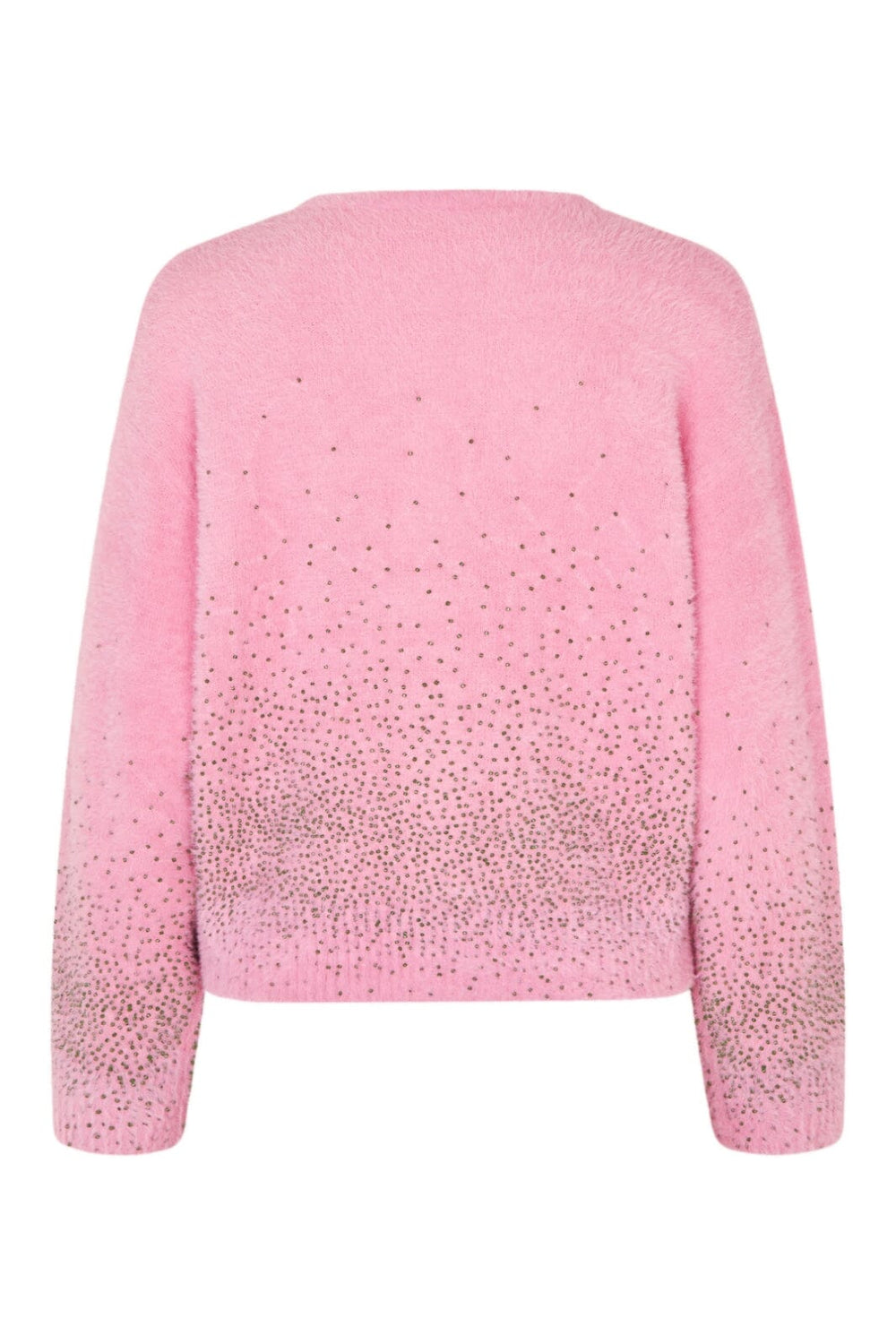 Stine Goya - 2384 Beaded Fluffy Knit, Crewneck Cardigansg-pf25-k037-2384 - Rose Blossom