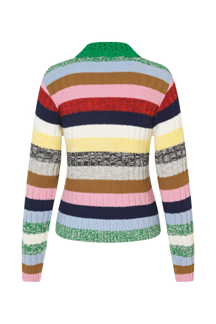 Stine Goya - 2386 Cotton Mix / Crochet Cotton, Mix Stripe Polo Collar Sweatersg-pf25-k033-2386 - Stripes Mix
