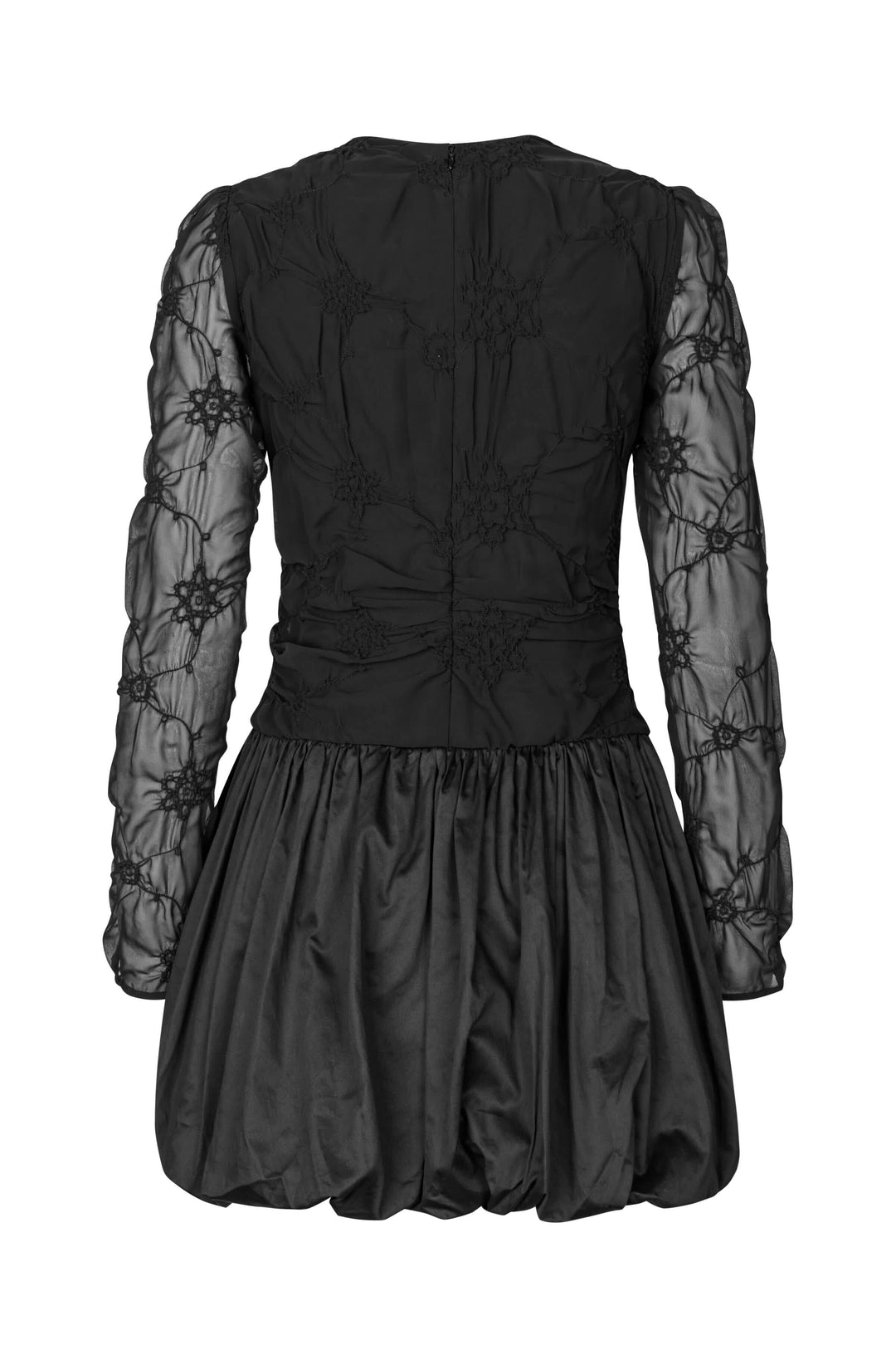 Stine Goya - 2449 Smocked Cotton Mix, Balloon Long Sleeve Short Dresssg-ps26-d188-2449 - Smocked Flowers Kjoler 