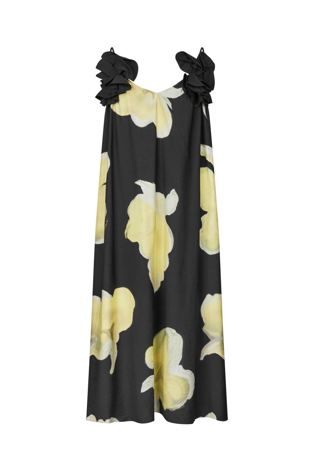 Stine Goya - 2450 Printed Viscose, Floral Long Dresssg-ps26-d207-2450 - Yellow Petunias Kjoler 