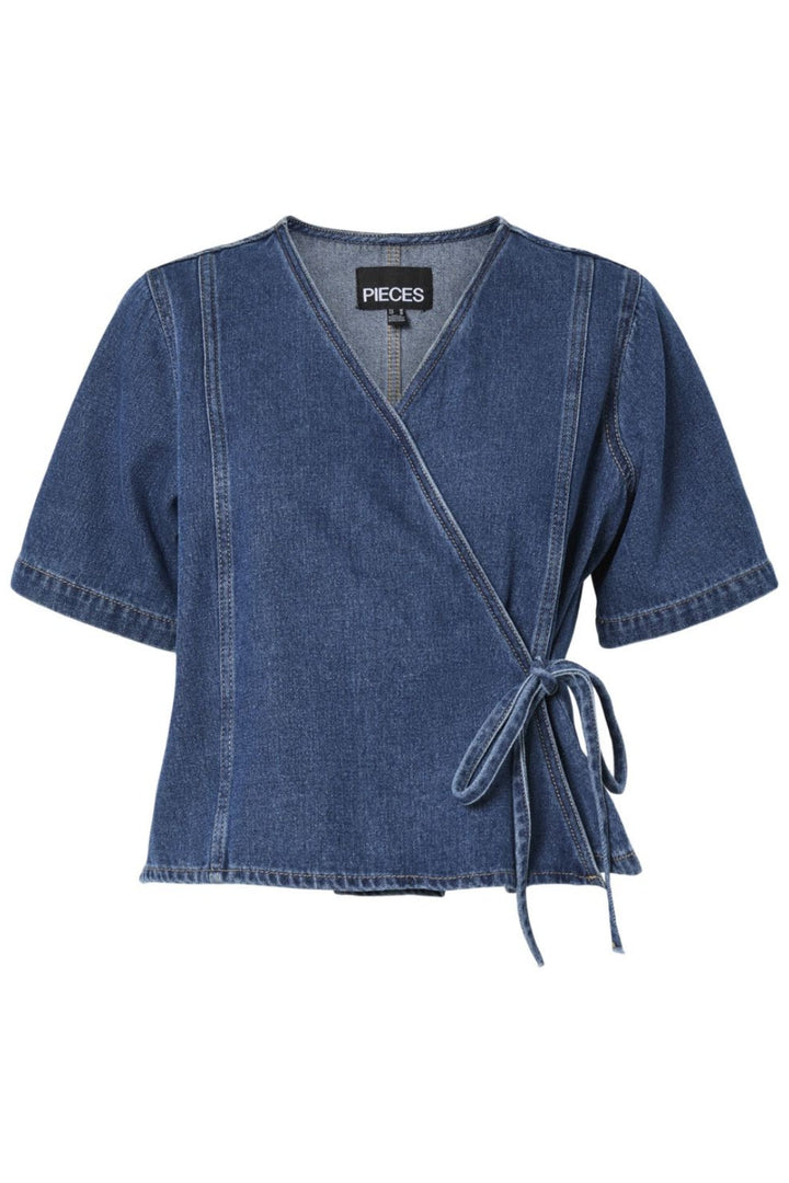 Pieces - Pcfibbo Ss Denim Top Pwp - 4795031 Medium Blue Denim