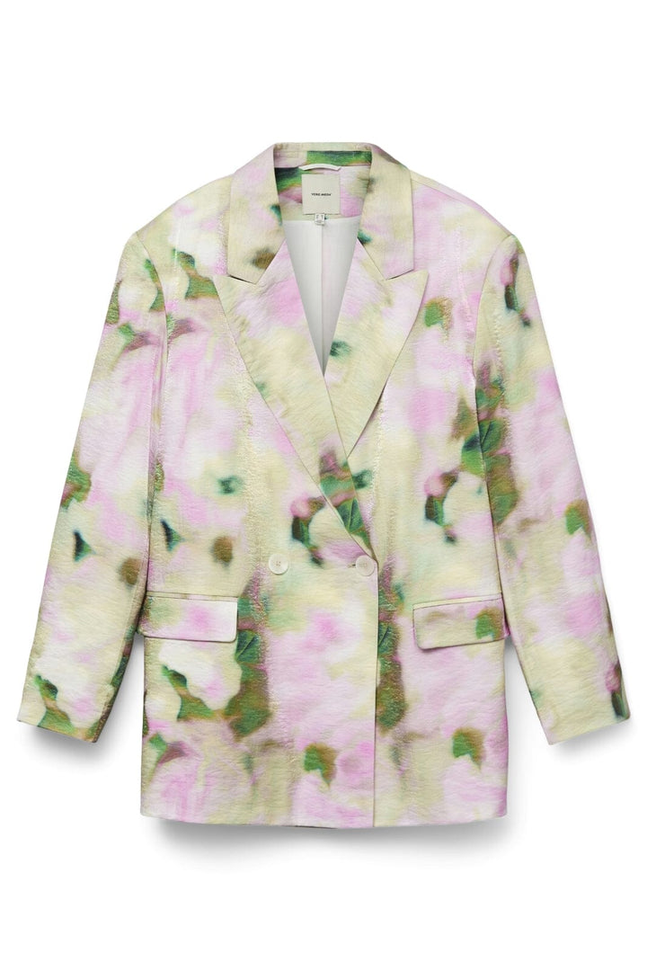 Vero Moda - Vmliana Ls Shiny Boyfriend Blazer - 4732243 Cloud Dancer Anne Print
