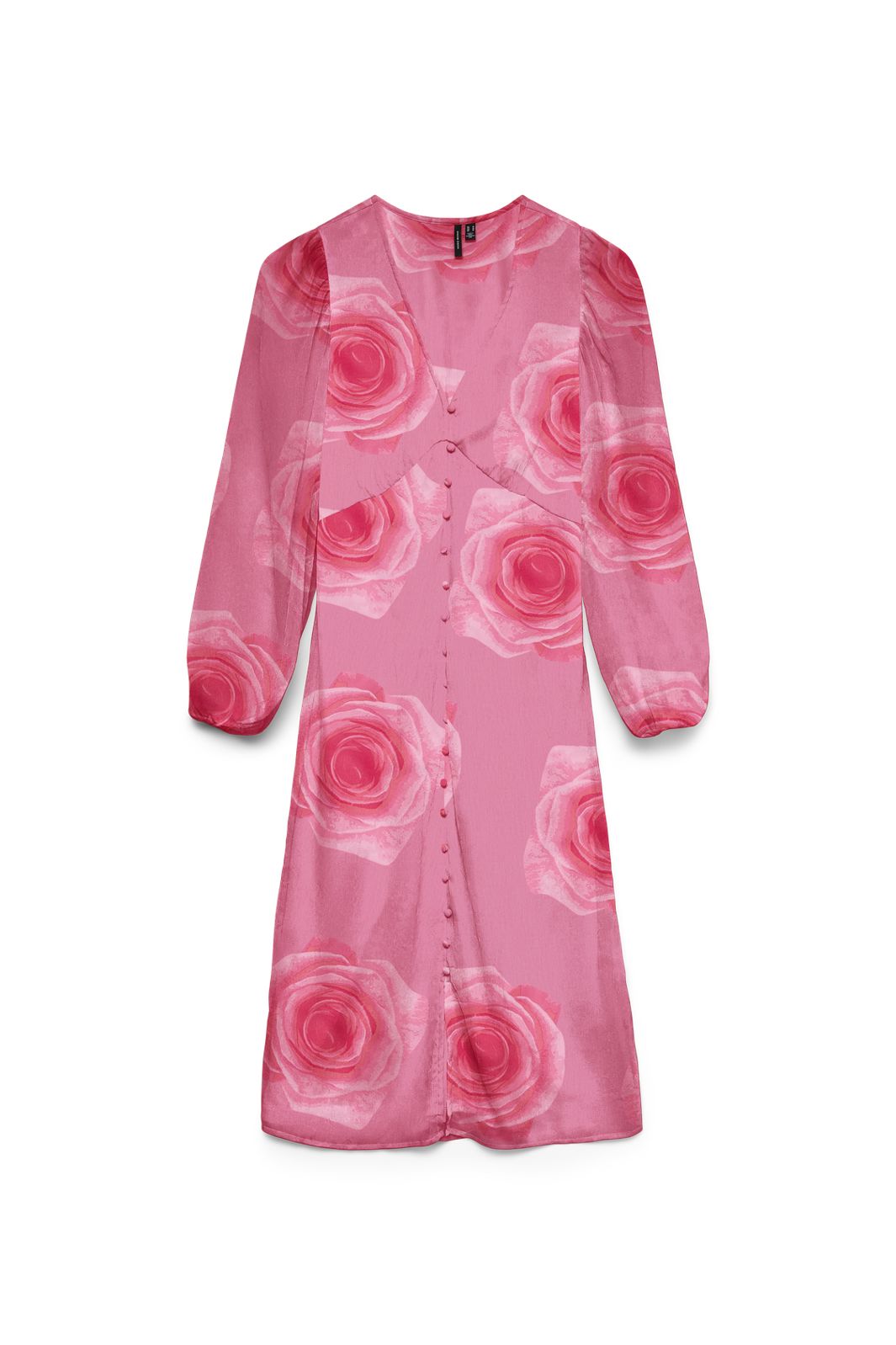 Vero Moda - Vmsmilla Ls V-Neck Calf Dress - 5048308 Fuchsia Pink Rose
